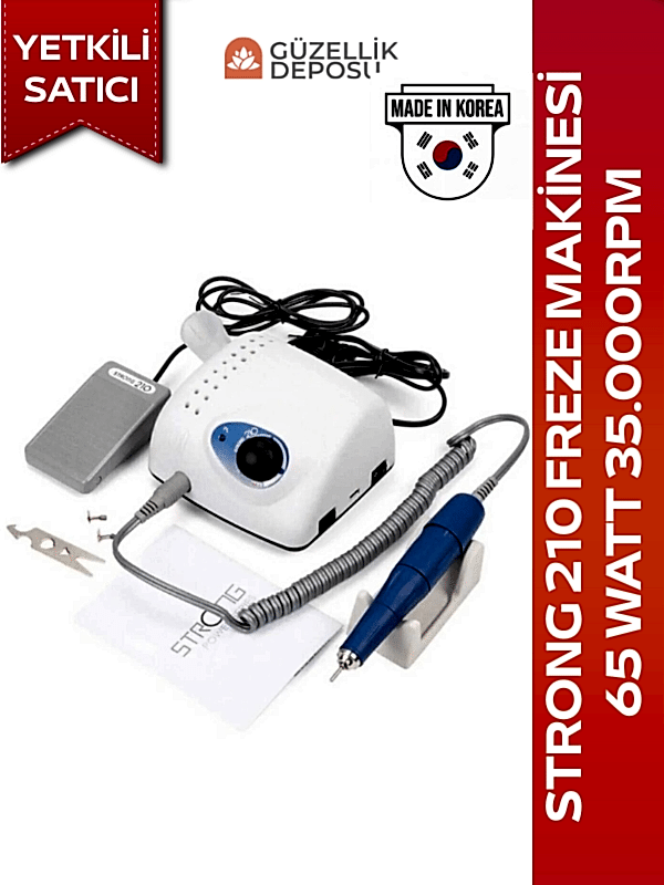 Strong 210 Mikromotor Törpü Makinası + 10'lu Freze Uç (Yetkili Satıcı) 2 Yıl Garantili Freze Cihazı - Freze Makinesi