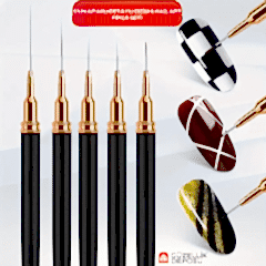 5li Kapaklı Detaylı Tırnak Çizim Fırçası Nail Art Çizim Fırçası