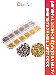 2000 Adet Havyar Taş Nail Art Tırnak Süsleme Boncuk Gold ve Gümüş Renk
