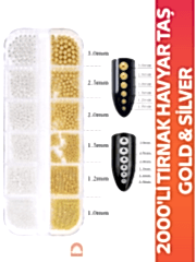 2000 Adet Havyar Taş Nail Art Tırnak Süsleme Boncuk Gold ve Gümüş Renk