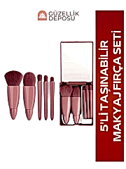5'li Aynalı Makyaj Fırça Seti (Çanta Boy)
