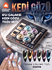 6'lı Galaksi Kedi Gözü Tozu Seti - Mıknatıs Hediyeli Manyetik Nail Art Tırnak Süsleme Tozu Kedigözü