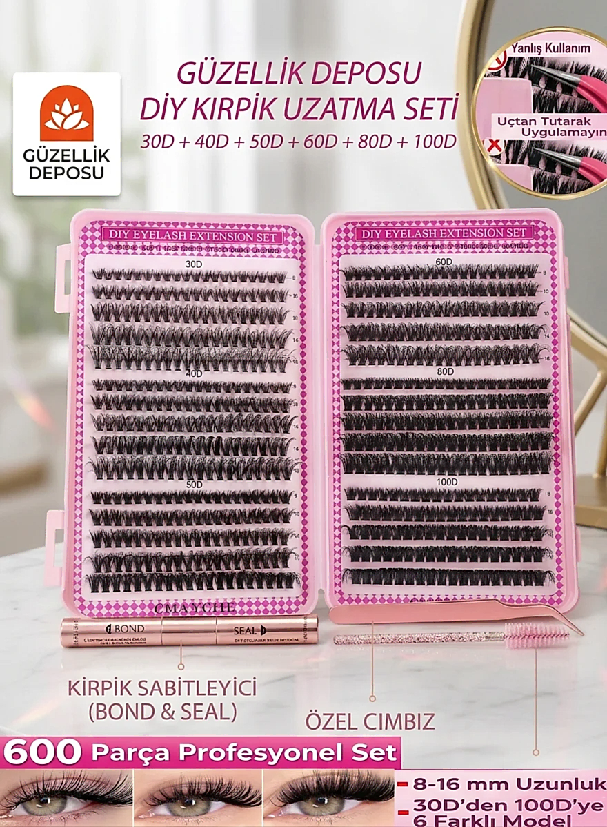 Temu Takma Kirpik Seti 30D / 100D Boyları 10mm / 16mm